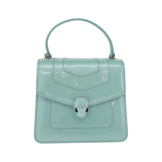 Bvlgari Serpenti Forever Top Handle Patent, Green, Patent Leather, Handbag