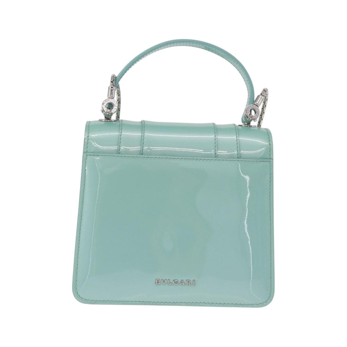 Bvlgari Serpenti Forever Top Handle Patent, Green, Patent Leather, Handbag