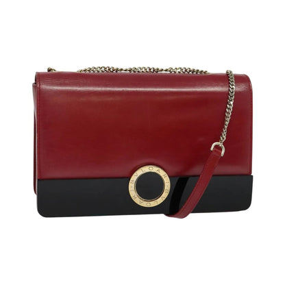 Bvlgari Signature Leather, Red, Leather, Shoulder Bag