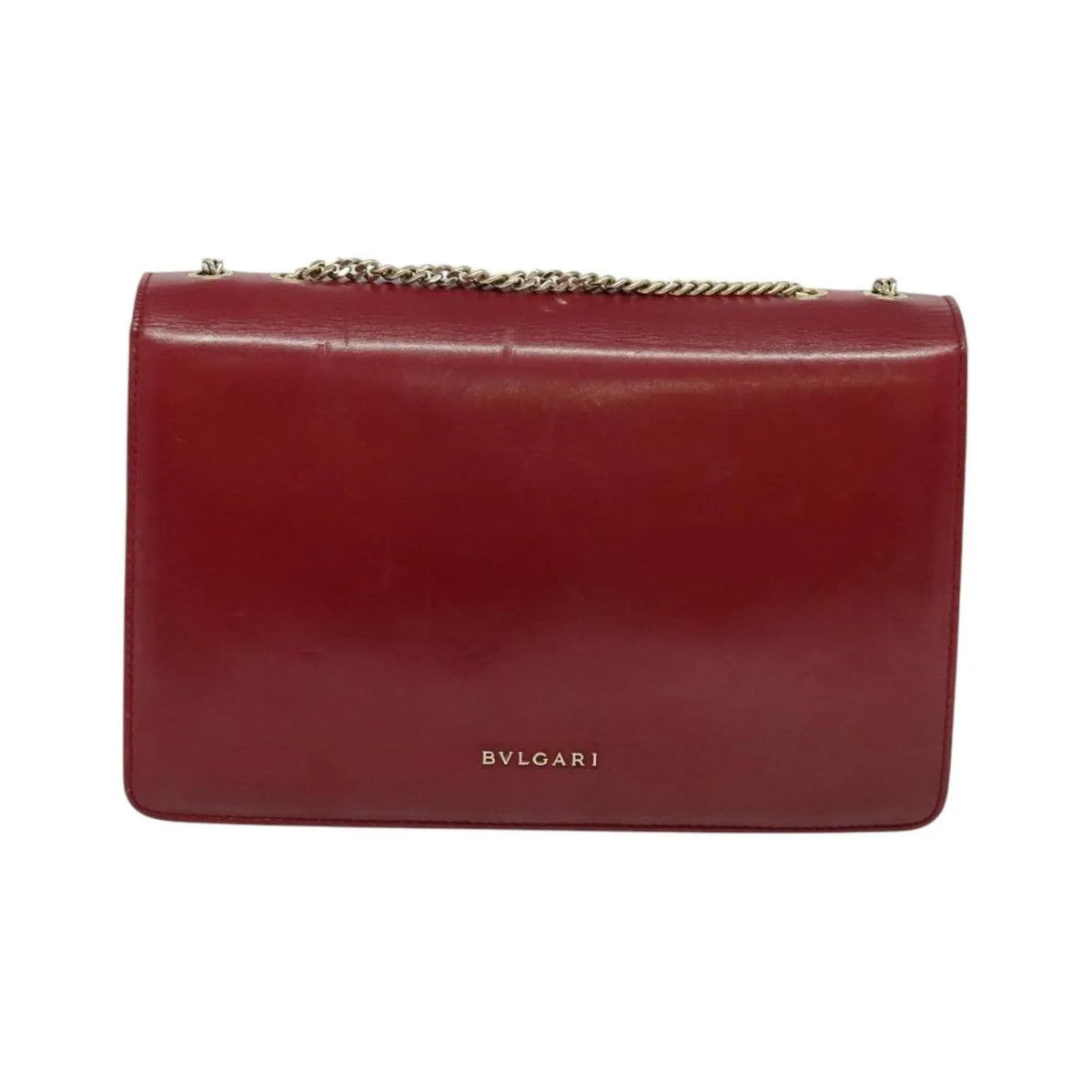 Bvlgari Signature Leather, Red, Leather, Shoulder Bag