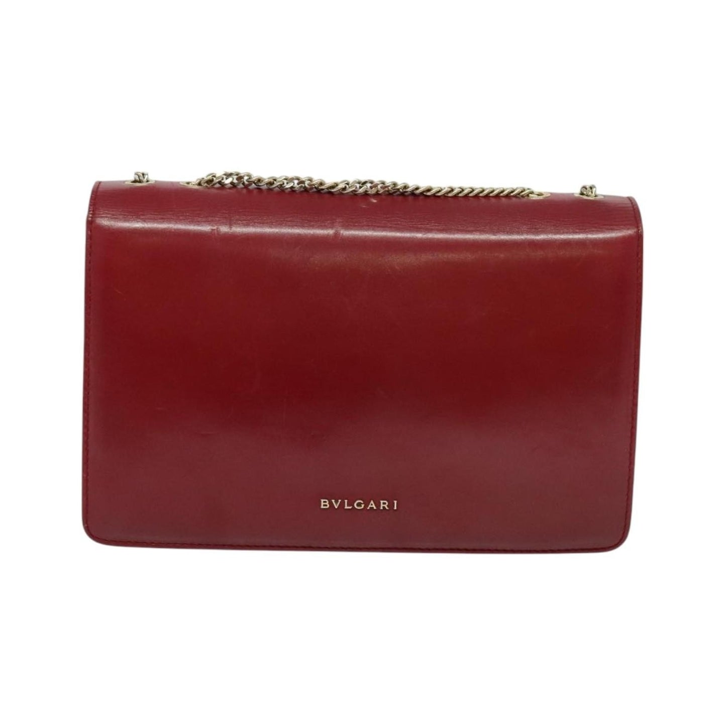 Bvlgari Signature Leather, Red, Leather, Shoulder Bag