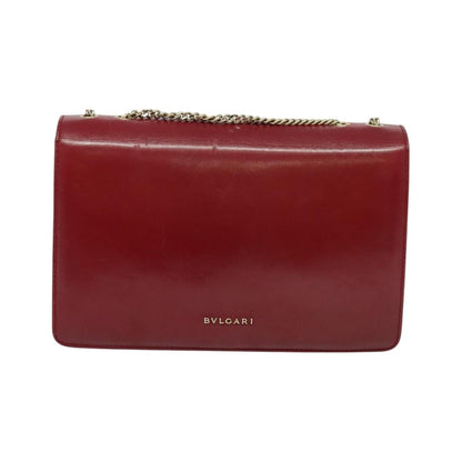 Bvlgari Signature Leather, Red, Leather, Shoulder Bag
