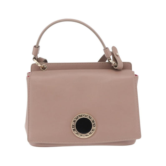 Bvlgari Signature Top Handle Leather, Beige, Leather, Handbag