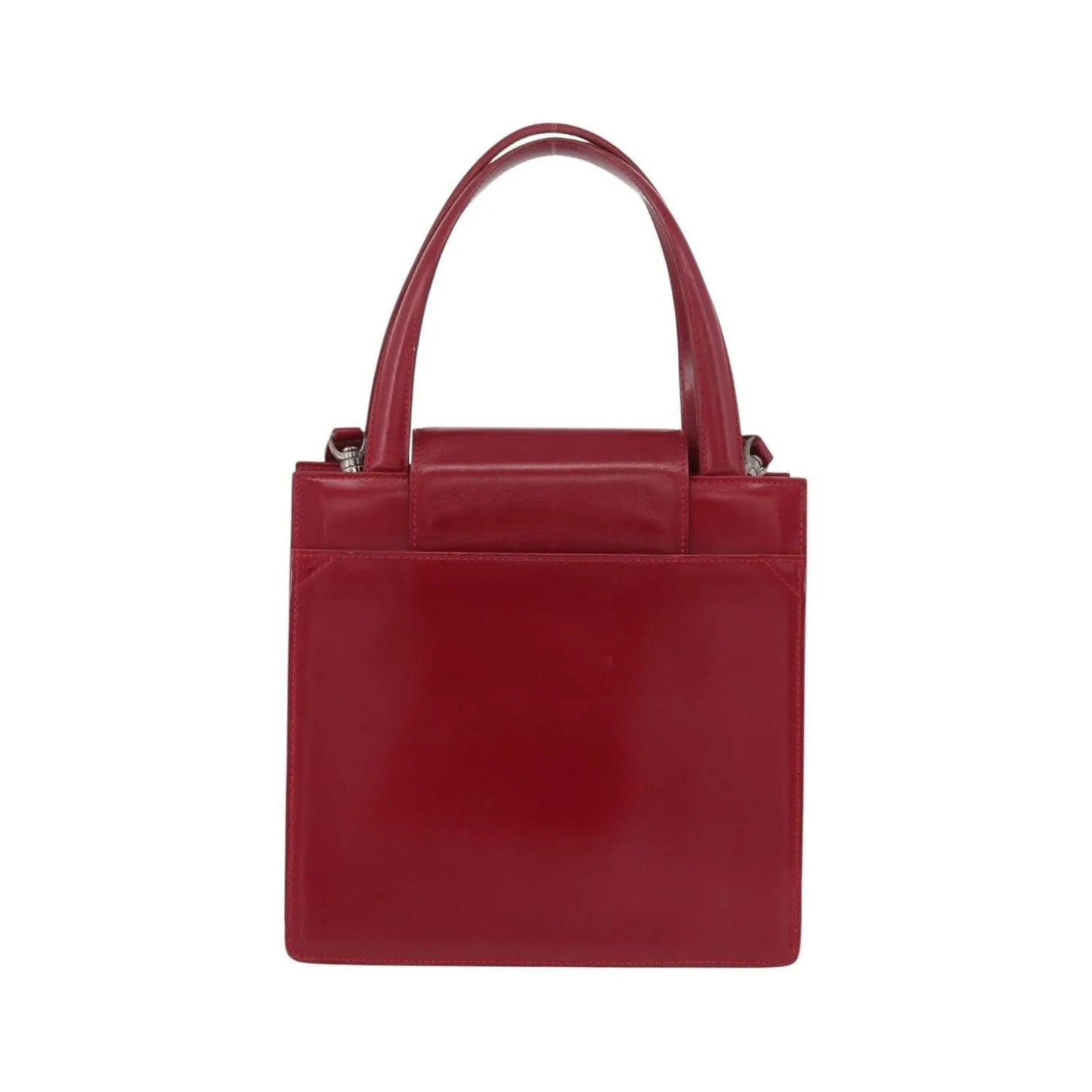 Bvlgari Top Handle Leather, Red, Leather, Handbag