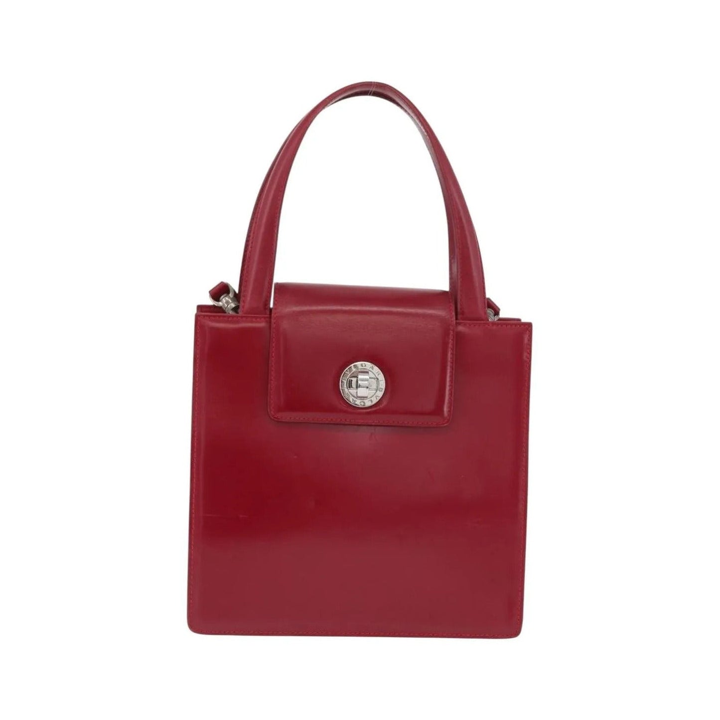 Bvlgari Top Handle Leather, Red, Leather, Handbag