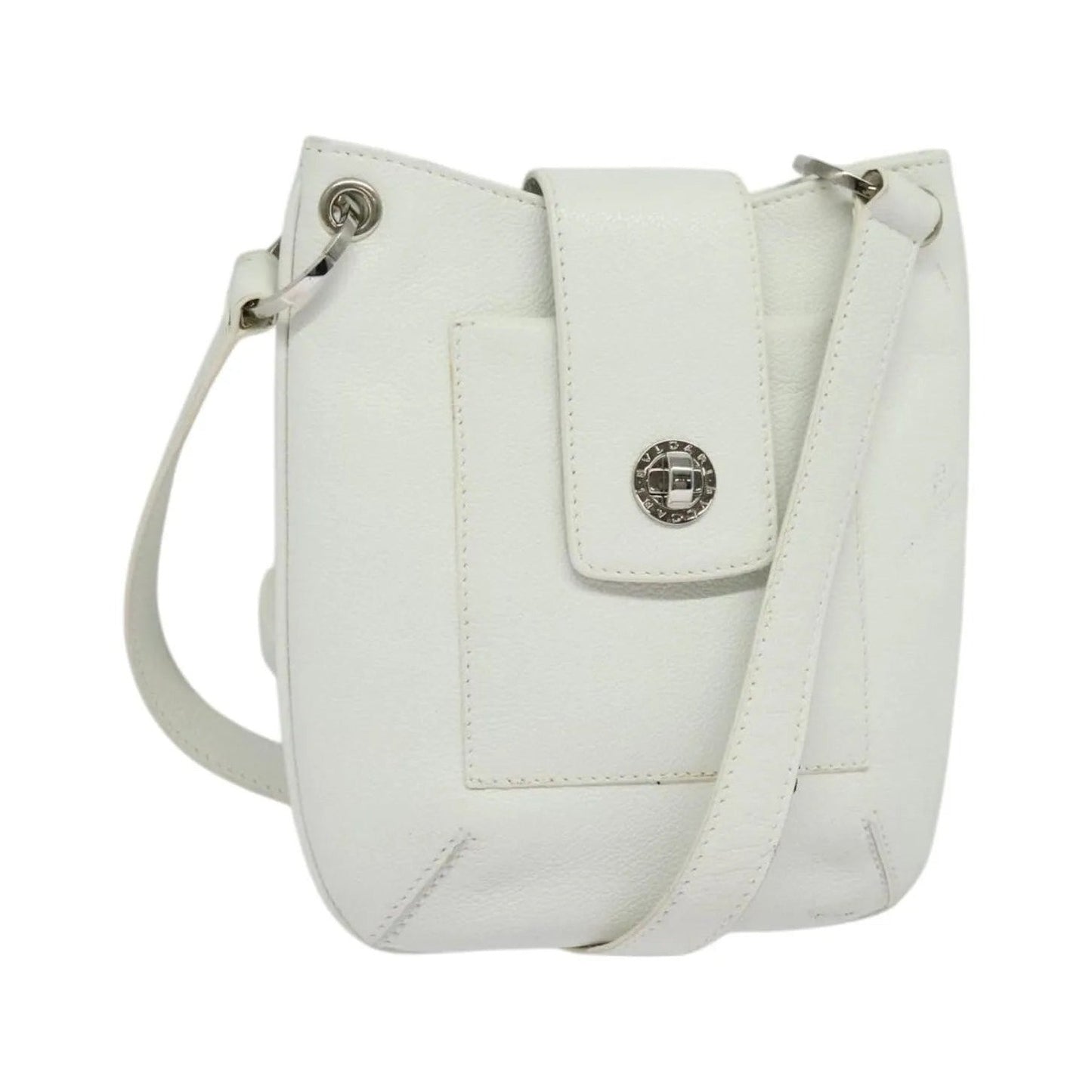 Bvlgari Vintage Leather, White, Leather, Shoulder Bag