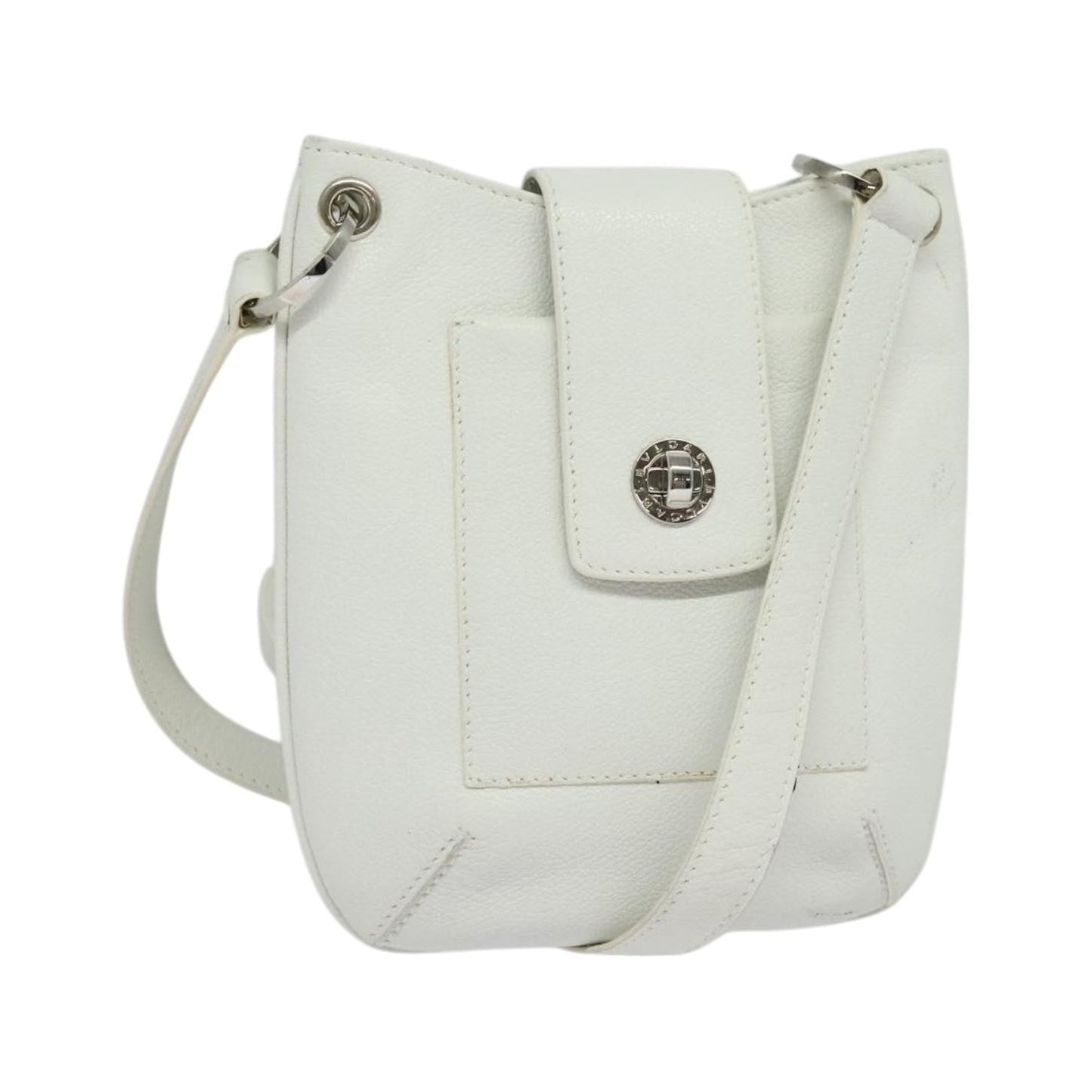 Bvlgari Vintage Leather, White, Leather, Shoulder Bag