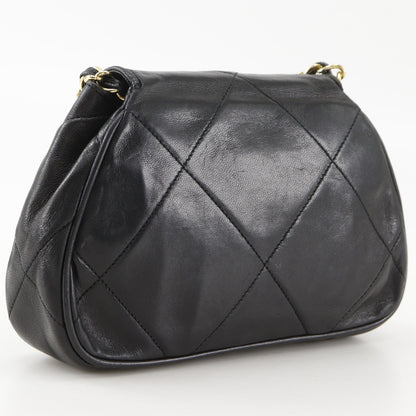 Chanel Flap Shoulder Leather, Black, Leather, Shoulder Bag