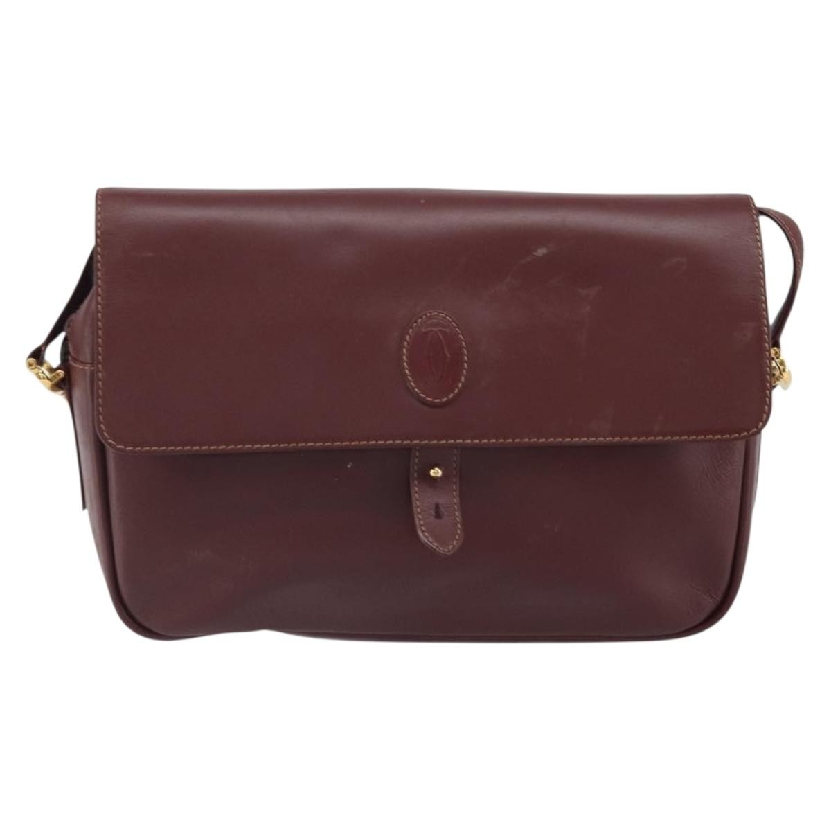 Cartier Must de cartier Leather, Burgundy, Leather, Shoulder Bag