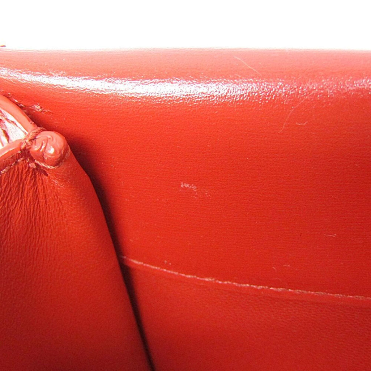 Bottega Veneta Clip Flap Leather, Red, Leather, Handbag