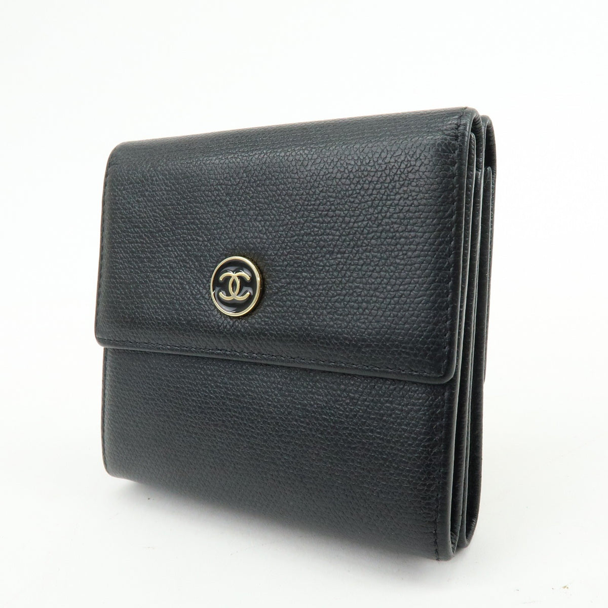 Chanel CC Button Coin Purse Leather, Black, Calfskin, Card Holder
