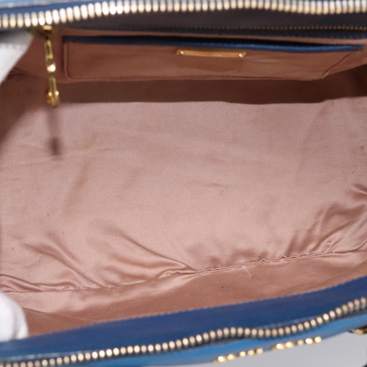 Miu Miu Madras Bowler Leather, Blue, Leather, Handbag