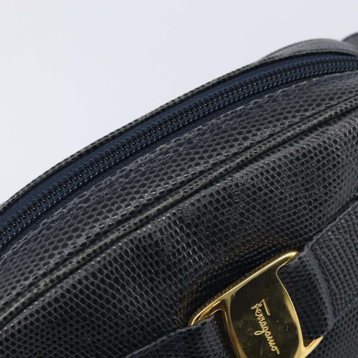 Salvatore Ferragamo Vala Leather, Navy, Leather, Shoulder Bag
