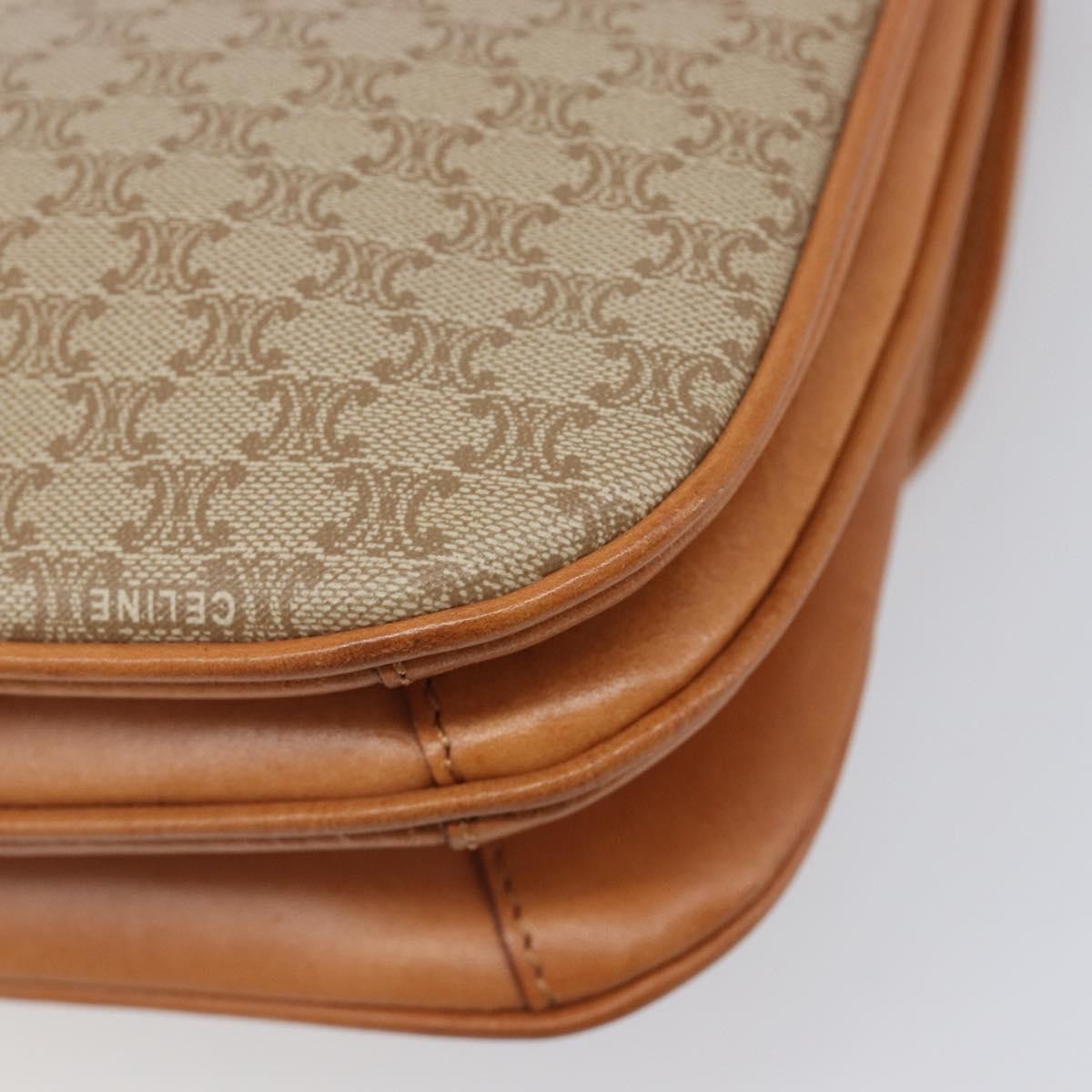 Celine Vintage Macadam Canvas and Leather, Beige, Canvas, Shoulder Bag