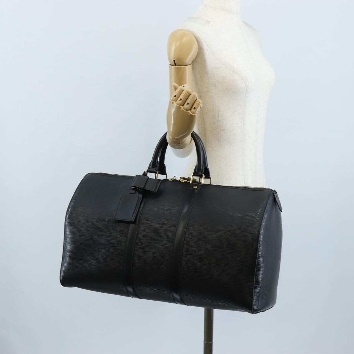 Louis Vuitton Keepall Epi Leather, Black, Leather, Travel Bag