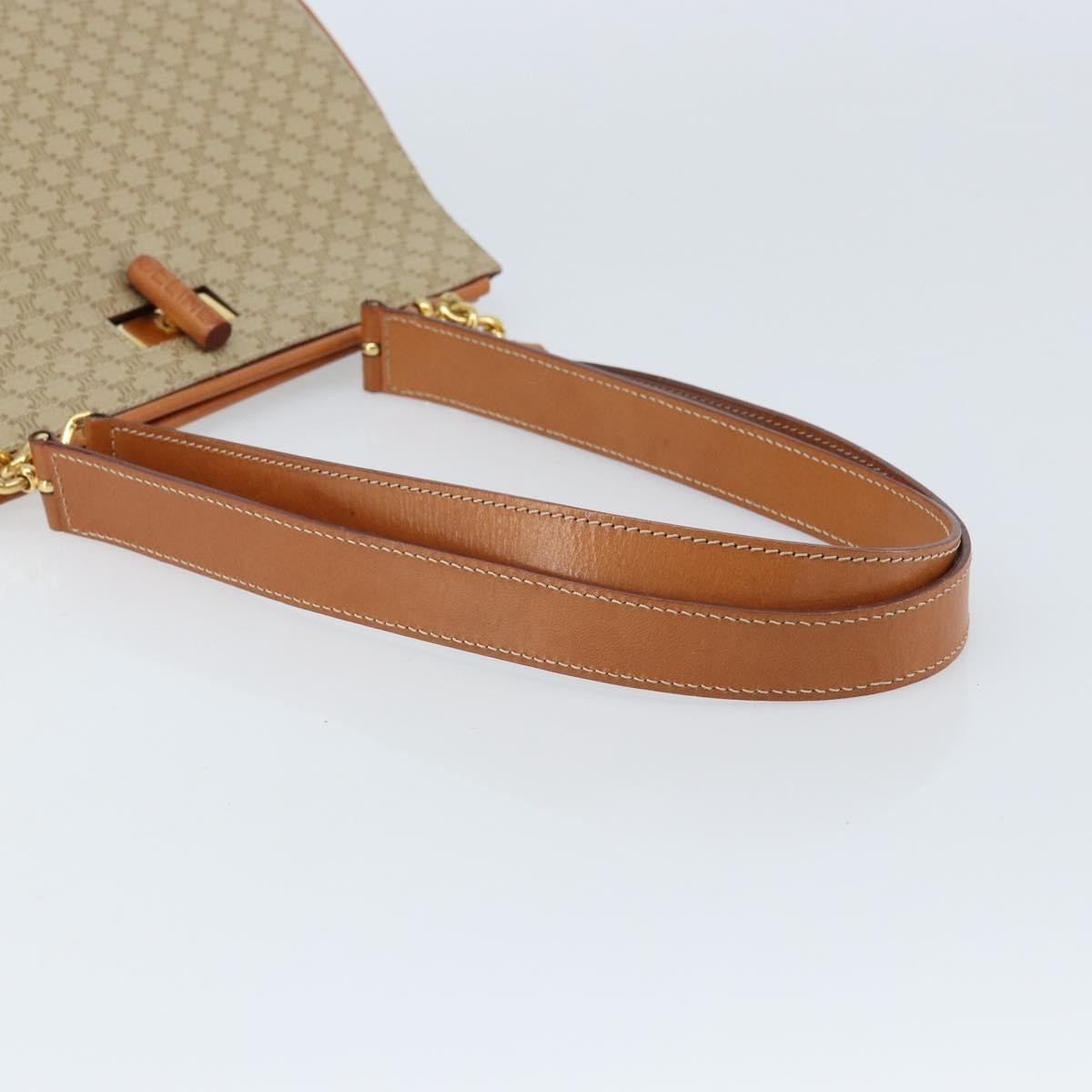 Celine Vintage Macadam Shopper Coated Canvas, Beige, Canvas, Tote Bag