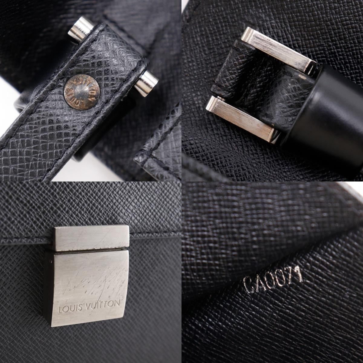 Louis Vuitton Selenga Pochette Taiga Leather, Black, Leather, Clutch