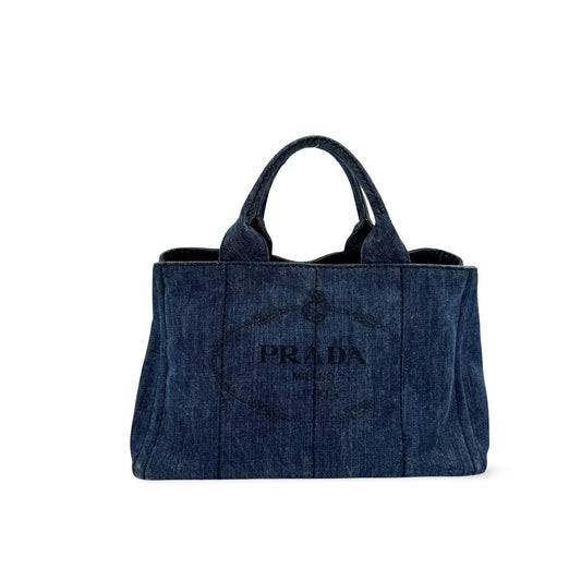 Prada Canapa Denim, Blue, Denim, Tote Bag
