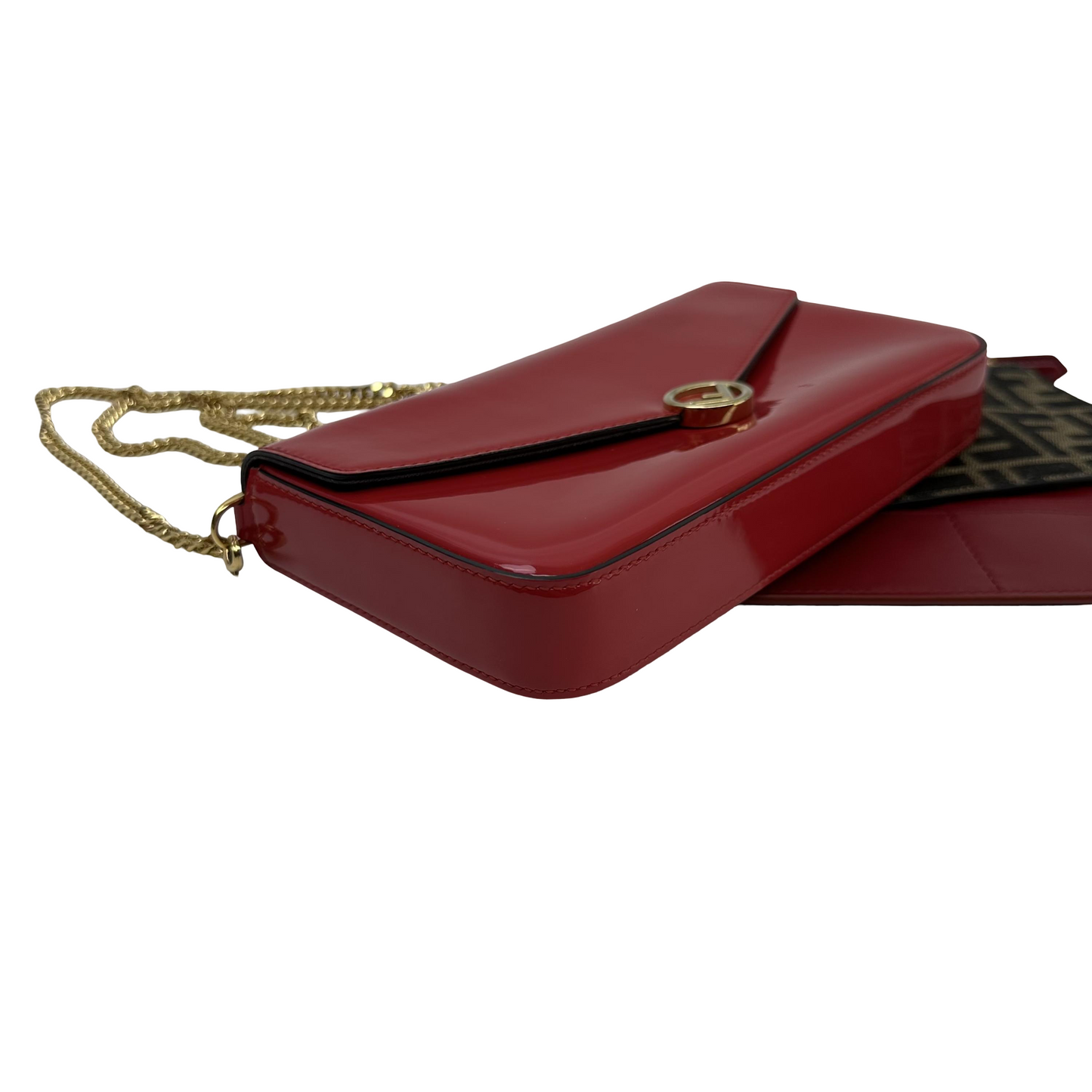 Fendi Wallet on Chain Patent Leather, Red, Patent Leather, Wallet