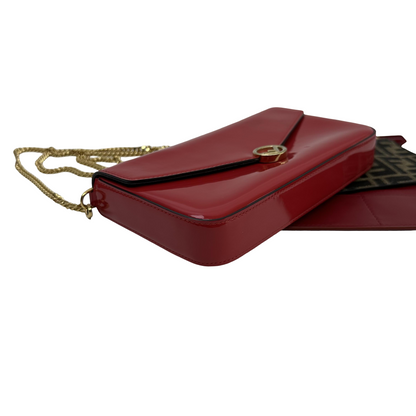 Fendi Wallet on Chain Patent Leather, Red, Patent Leather, Wallet