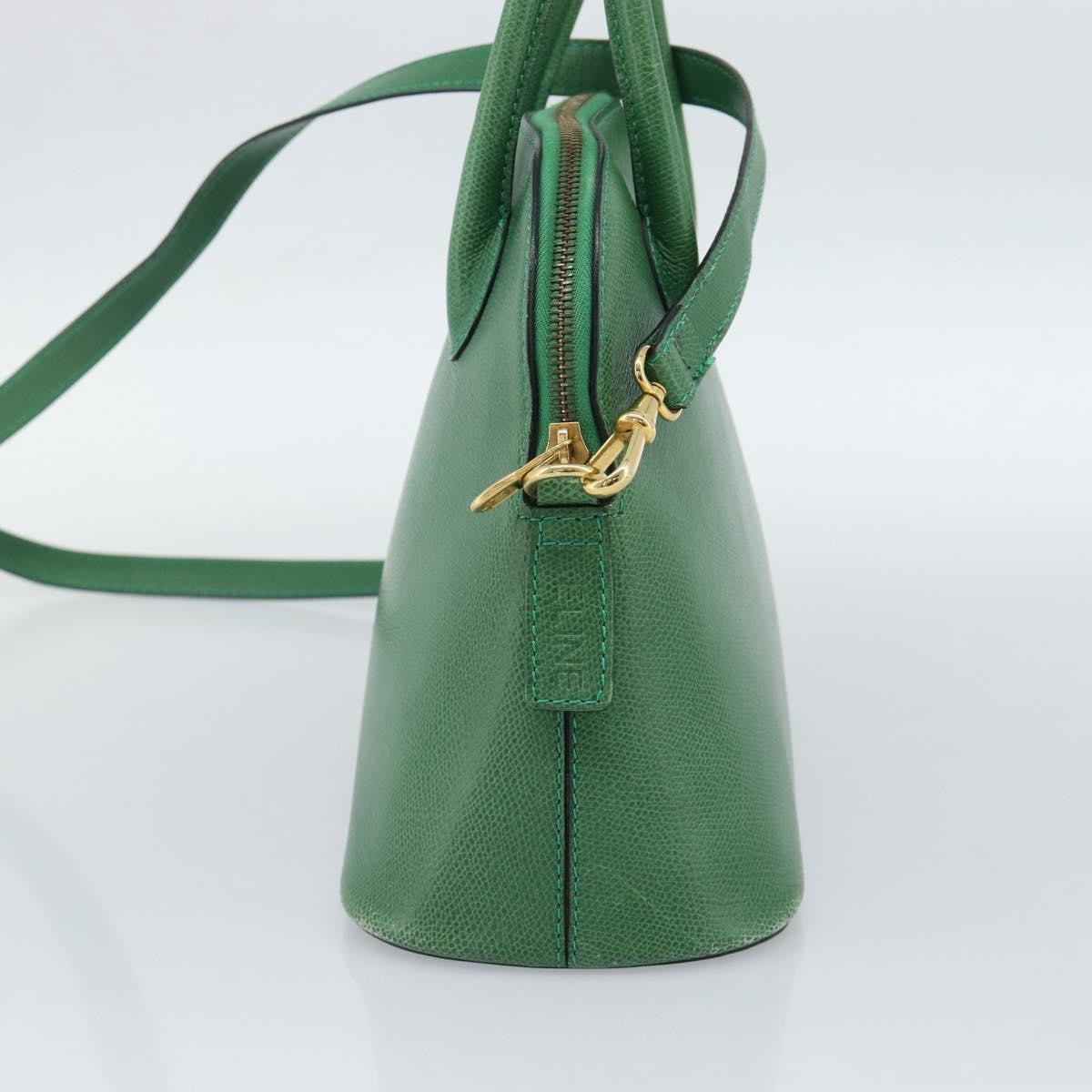 Celine Vintage Convertible Bowler Leather, Green, Leather, Handbag