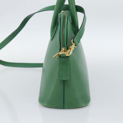 Celine Vintage Convertible Bowler Leather, Green, Leather, Handbag