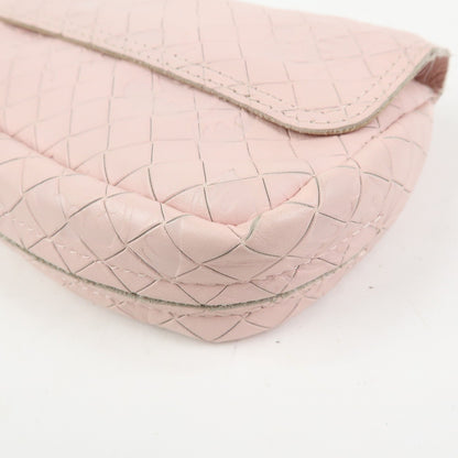 Bottega Veneta Expandable Chain Embossed Intrecciato Nappa, Pink, Leather, Crossbody Bag