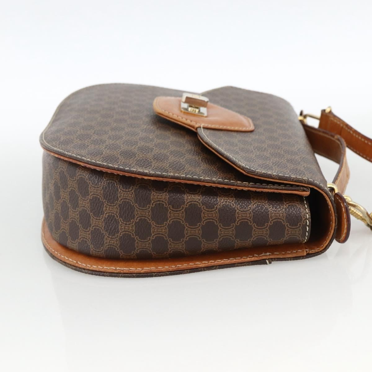 Celine Vintage Macadam Canvas and Leather, Brown, Canvas, Handbag