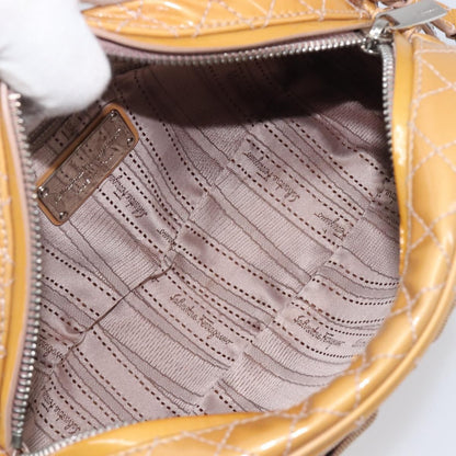 Salvatore Ferragamo Vala Patent Leather, Beige, Patent Leather, Shoulder Bag