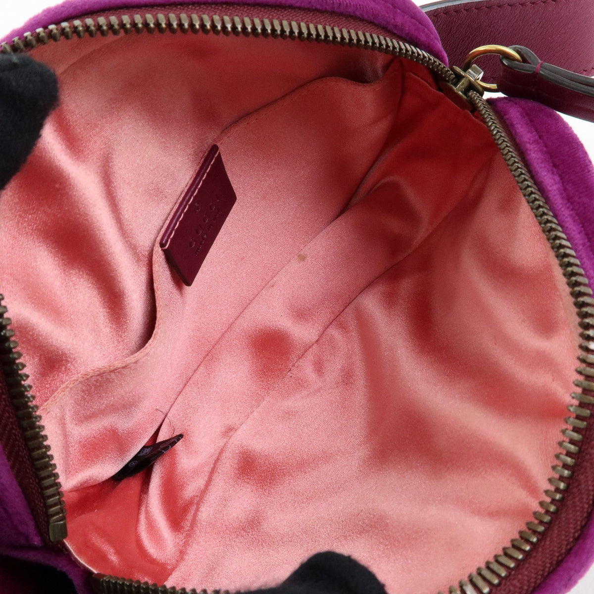 Gucci GG Marmont Belt Matelasse Velvet, Purple, Velvet, Handbag