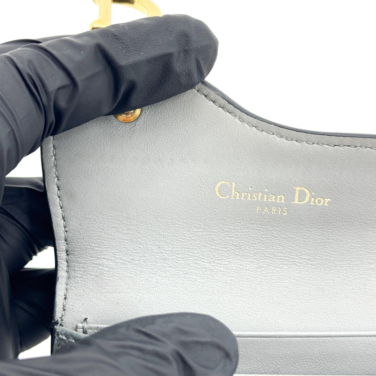 Christian Dior Saddle Lotus Leather, Gray, Leather, Wallet