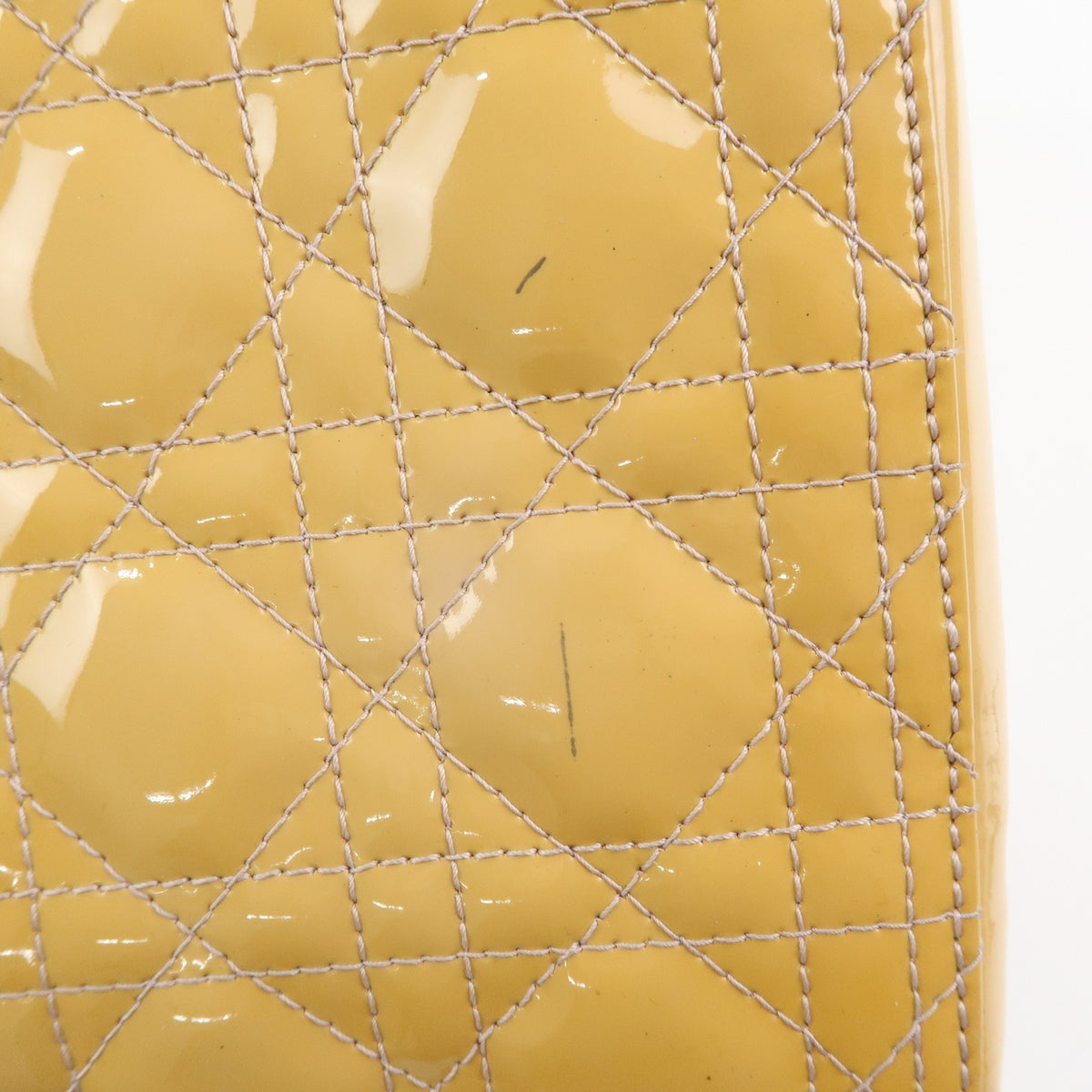Christian Dior Vintage Lady Dior Cannage Quilt Patent, Yellow, Patent Leather, Handbag