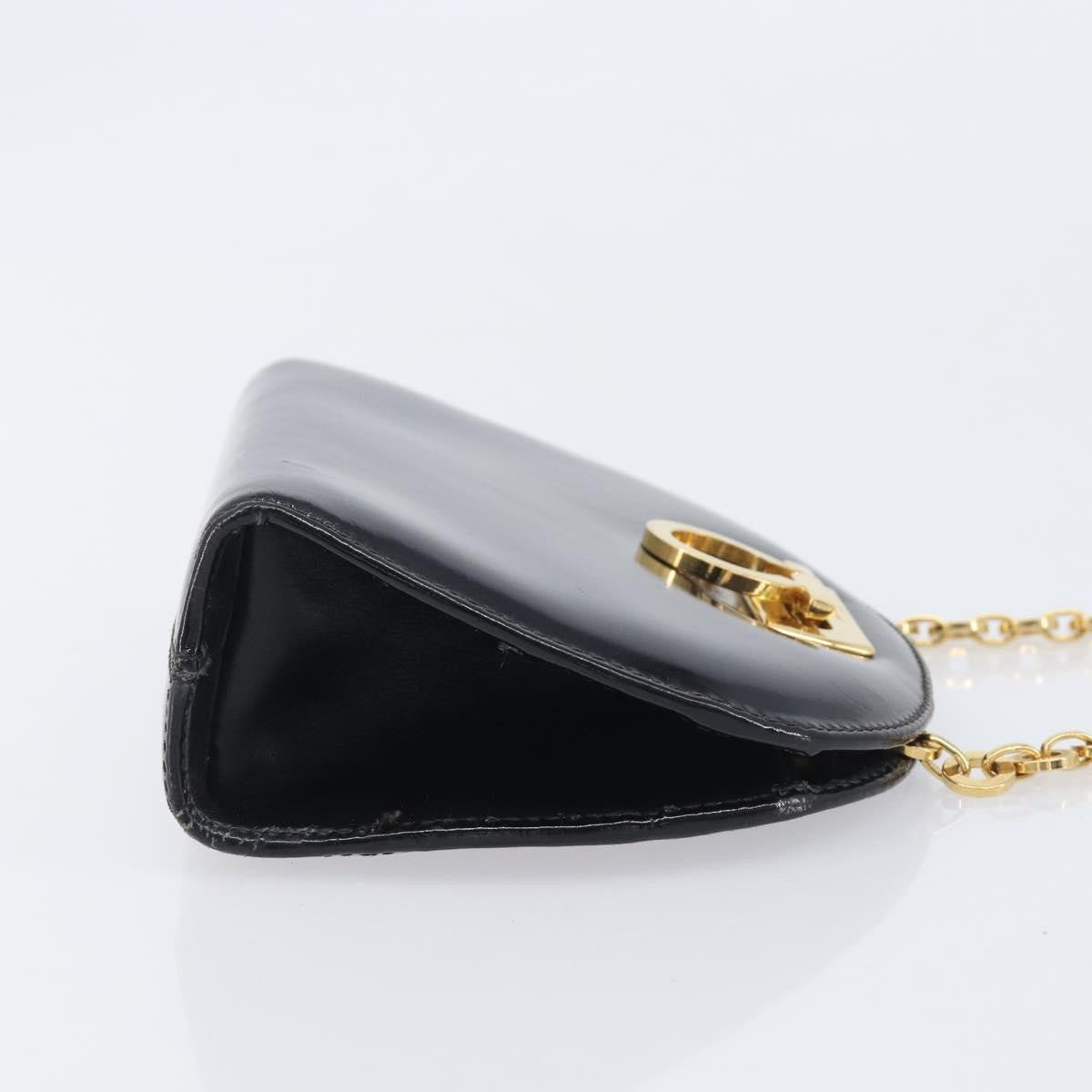 Salvatore Ferragamo Vintage Gancini Chain Patent Leather, Black, Patent Leather, Shoulder Bag