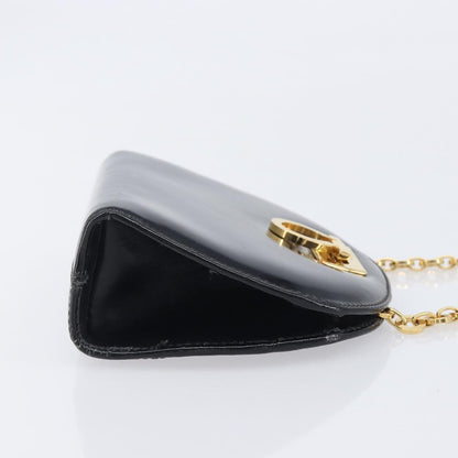 Salvatore Ferragamo Vintage Gancini Chain Patent Leather, Black, Patent Leather, Shoulder Bag
