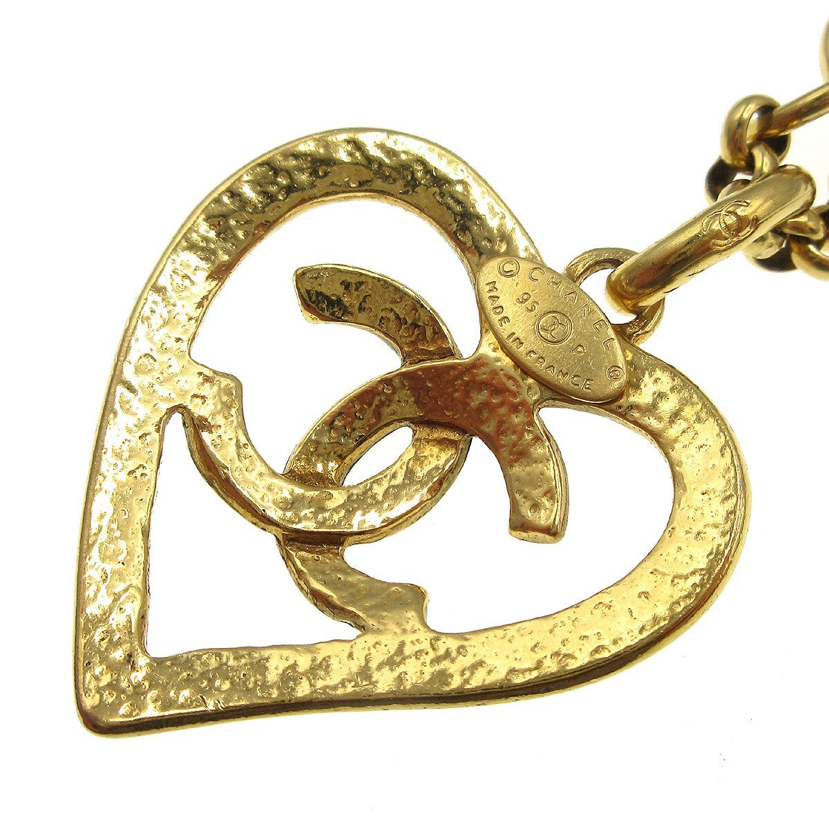 Chanel CC Heart Pendant Metal, Gold, Gold Plated, Necklace