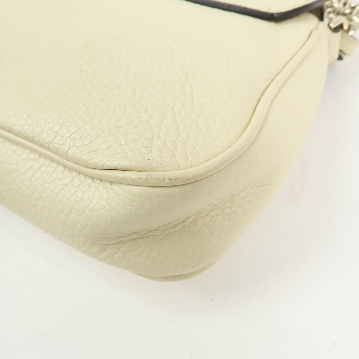 Gucci Soho Chain Leather, White, Leather, Crossbody Bag