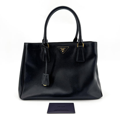 Prada Galleria  Strap Leather, Black, Leather, Handbag