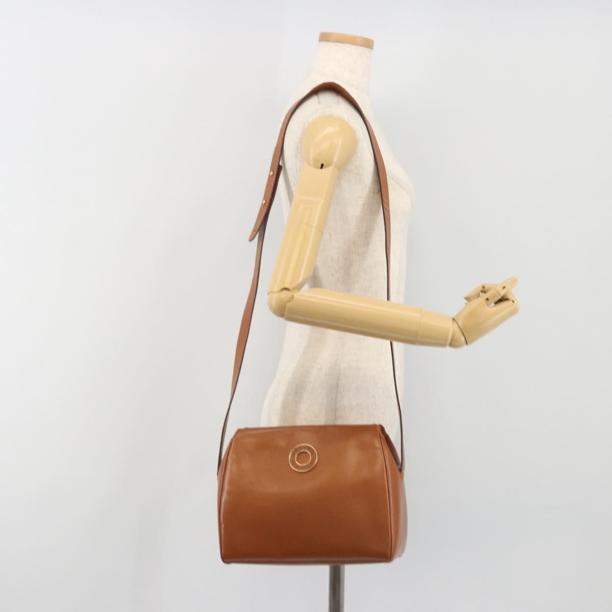 Celine Vintage Circle Logo Leather, Brown, Leather, Shoulder Bag
