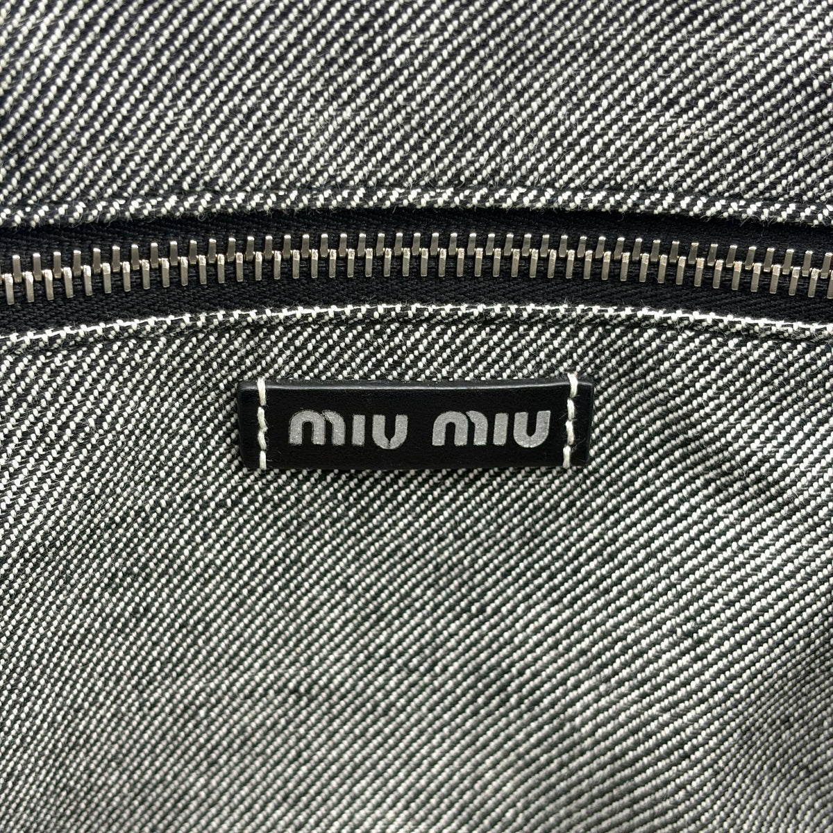 Miu Miu My Logo Leather, Black, Denim, Crossbody Bag