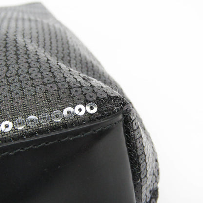 Prada Logo Open Sequined Mesh, Black, Mesh, Tote Bag