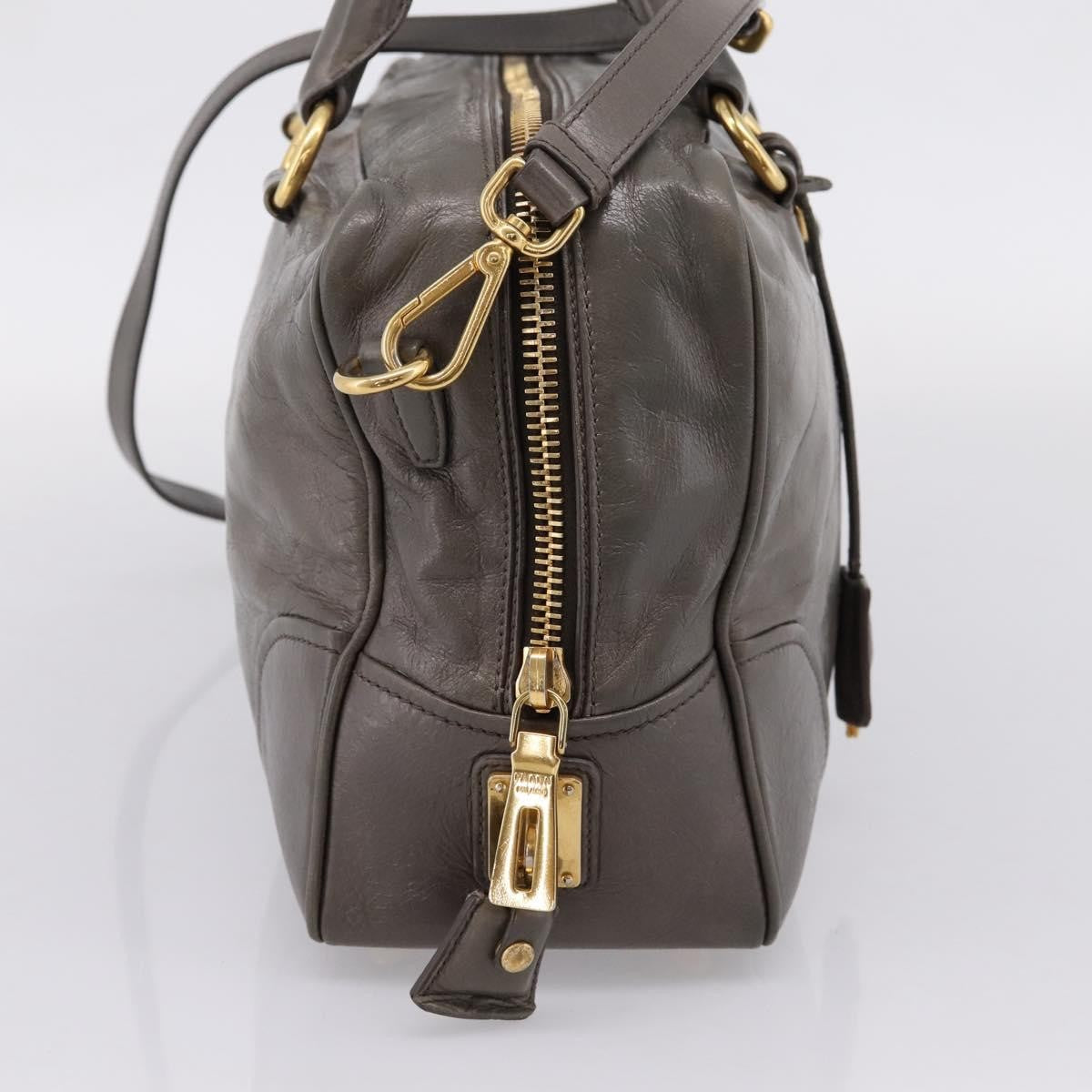 Prada Convertible Bauletto Vitello Shine, Gray, Leather, Handbag