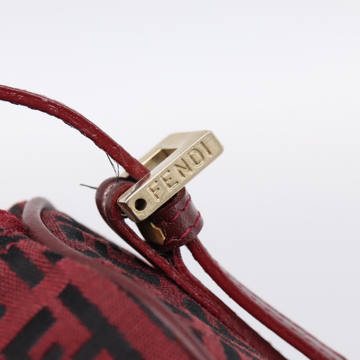 Fendi Vintage FF Zip Zucchino Canvas, Burgundy, Canvas, Shoulder Bag