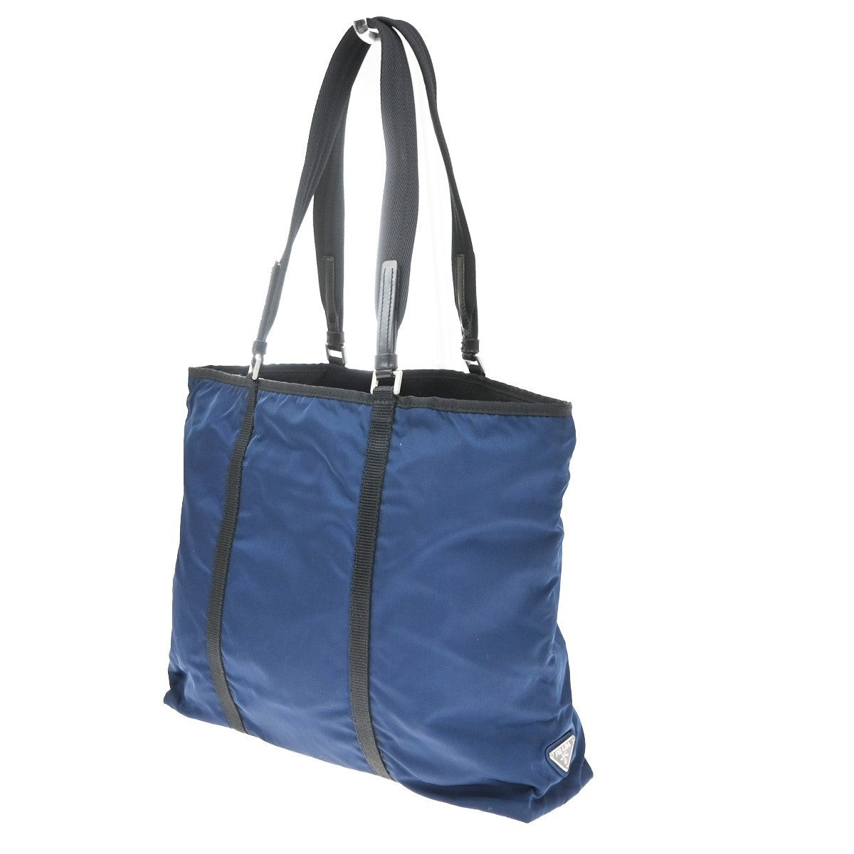Prada Shoulder Canvas and Leather, Blue, Nylon, Shoulder Bag