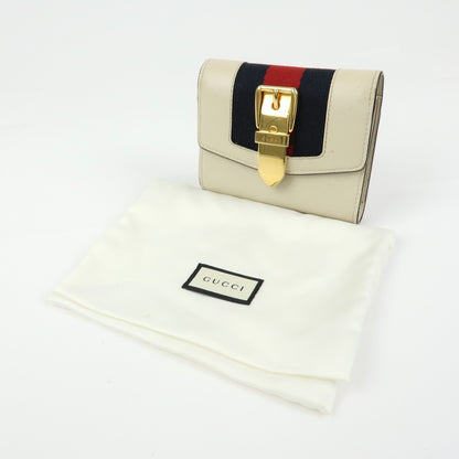 Gucci Sylvie Compact Leather, Beige, Leather, Wallet
