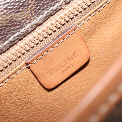 Celine Vintage Macadam Canvas and Leather, Brown, PVC, Shoulder Bag