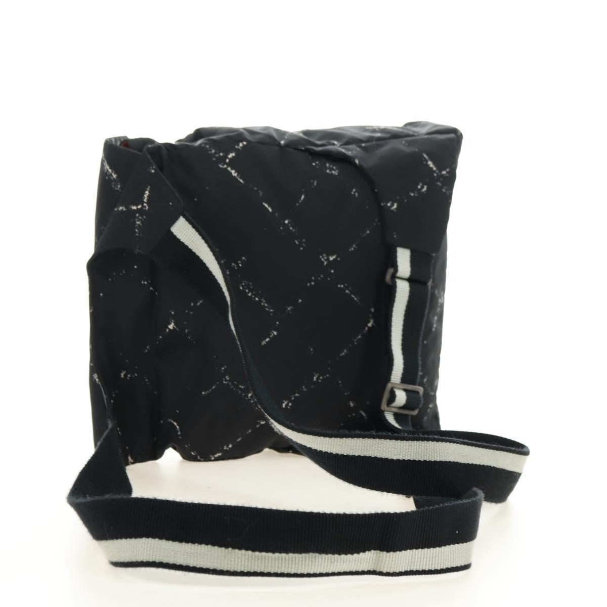 Chanel Travel Line Lock Printed Nylon, Black, Nylon, Backpack