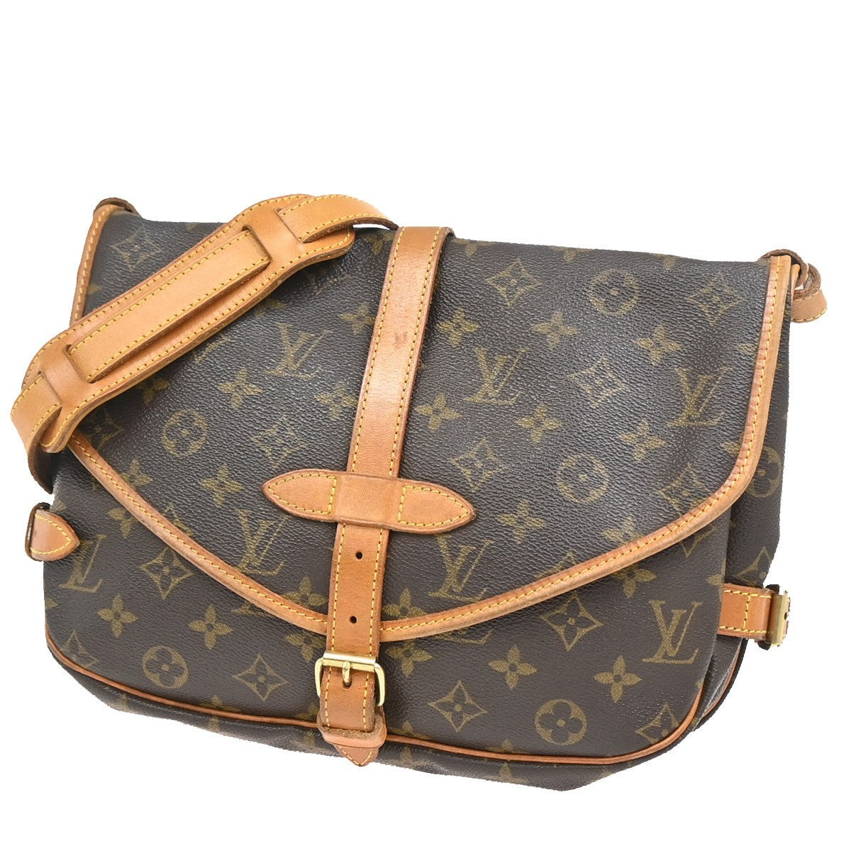 Louis Vuitton Saumur Monogram, Brown, Leather, Shoulder Bag
