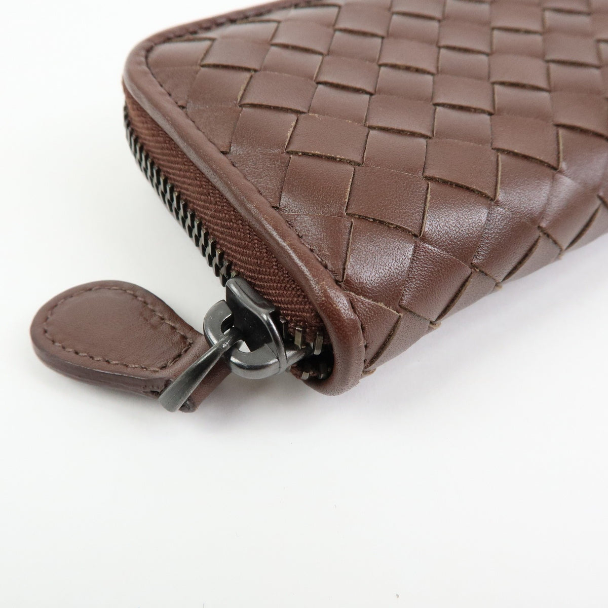 Bottega Veneta Zip Coin Purse Intrecciato Nappa, Brown, Leather, Clutch