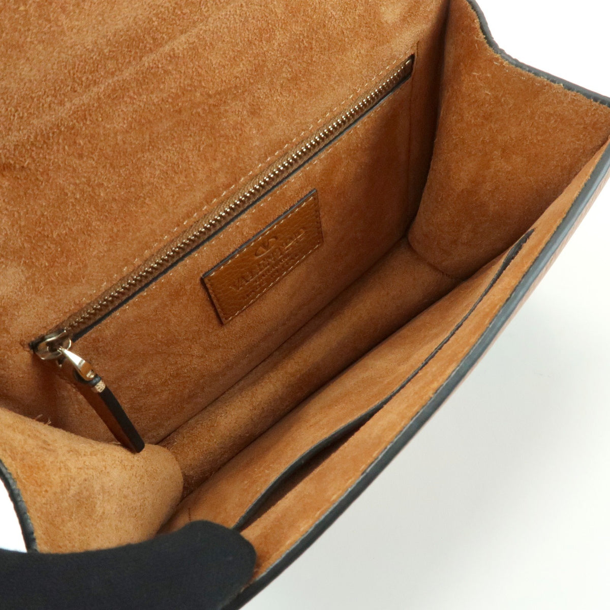 Valentino Garavani Glam Lock Leather, Brown, Leather, Shoulder Bag