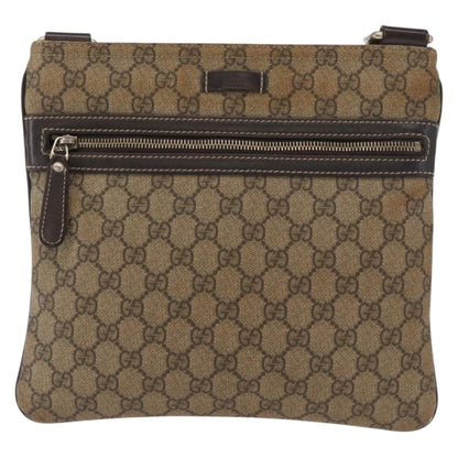 Gucci Flat Messenger GG Coated Canvas, Beige, PVC, Crossbody Bag
